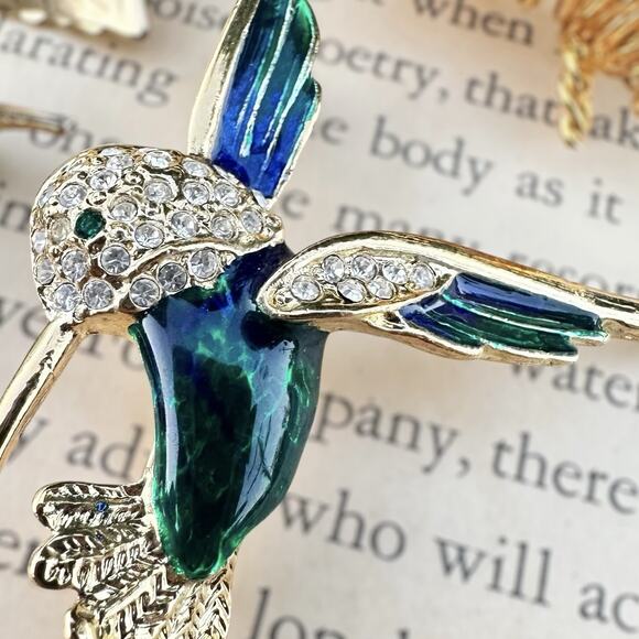 Vintage Signed Nature Brooch Lot Roman Giovanni Direction One Bird Flower Enamel - Picture 2 of 7